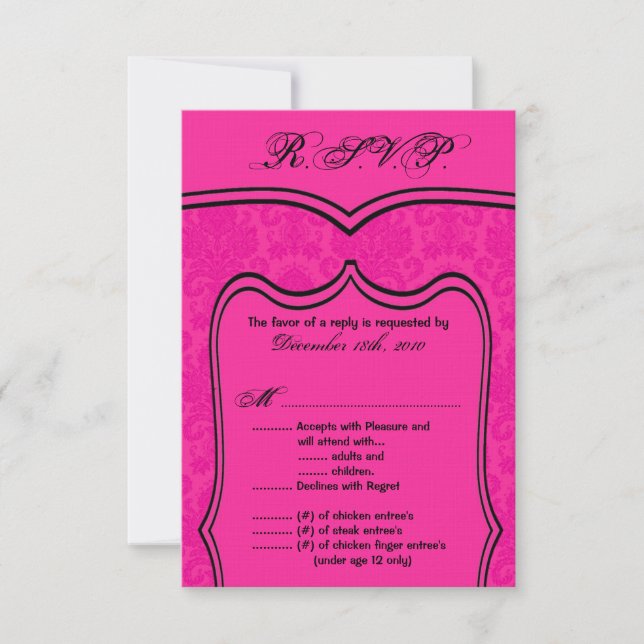 3.5x5 R.S.V.P. Card Wedding Damask (Front)
