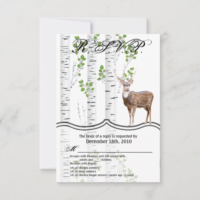 3.5x5 R.S.V.P. Card Woodland Deer Doe Buck Hunting (Front)