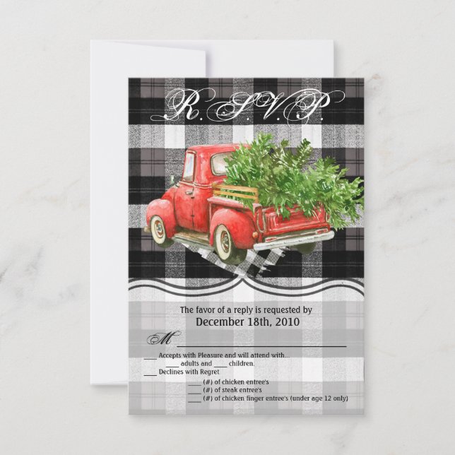 3.5x5 R.S.V.P. Card XMAS Truck Buffalo Plaid (Front)