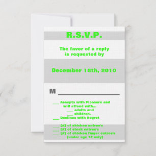 3.5x5 R.S.V.P. Modern Neon Stripe Green 80's Retro Invitation