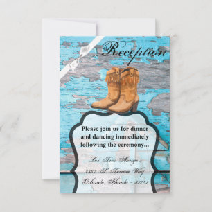 3.5x5 Reception Card Blue Wood Barn Door Boots