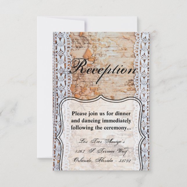 3.5x5 Reception Card Country Barn Wood Lace Trim E (Front)
