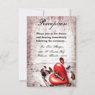 3.5x5 Reception Card Country Wood Key to my Heart 