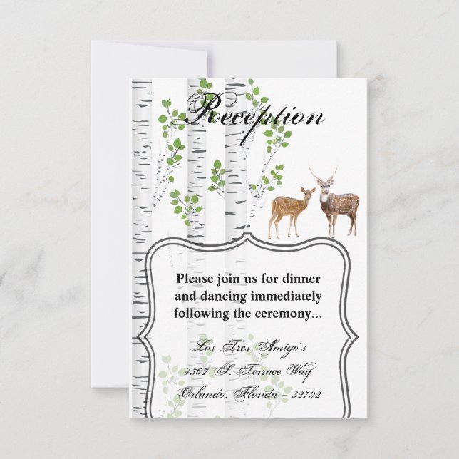 3.5x5 Reception Card Deer Doe Buck Forest Woodland (Front)