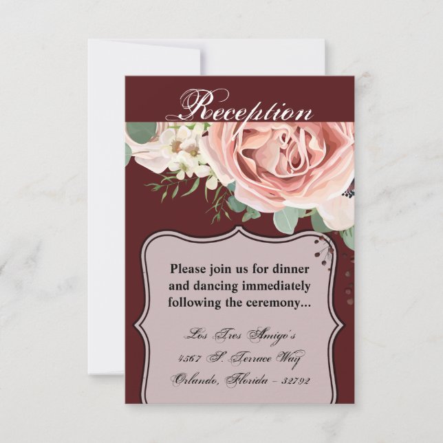 3.5x5 Reception Card Geometric Garden Rose Wine (Front)