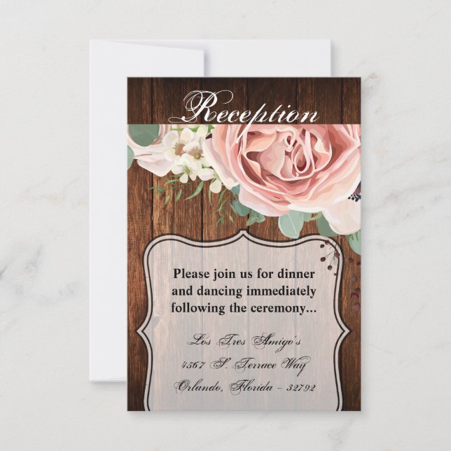 3.5x5 Reception Card Geometric Rose Barn Wood (Front)