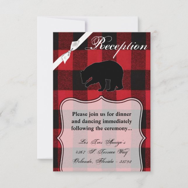 3.5x5 Reception Card Red Buffalo Plain Bear Black (Front)