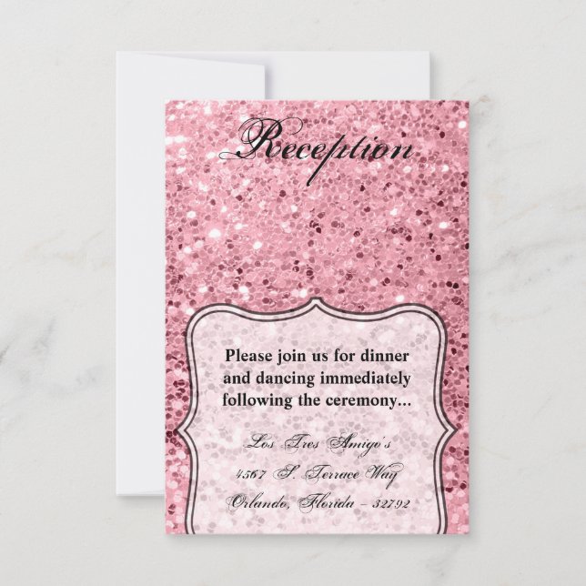 3.5x5 Reception Card Rose Gold Glitter (Front)