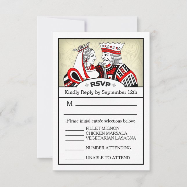 3.5x5 RSVP Menu Card - King & Queen Playing Card (Front)
