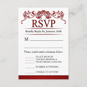 3.5x5 RSVP Menu Card - Red Elegant Valentines