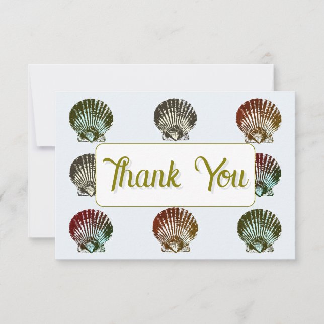 3.5X5" Seashell Pattern Flat Thank You Note Card (Front)
