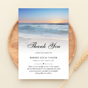 3.5x5 Thank You Beach Ocean Funeral Photo Sympathy Card