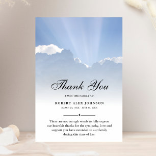 3.5x5 Thank You clouds Funeral Photo Sympathy Card