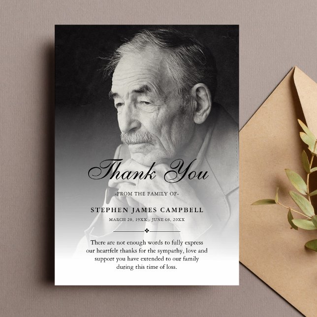 3.5x5 Thank You Custom Funeral Photo Sympathy (Photo Sympathy Thank You Card)