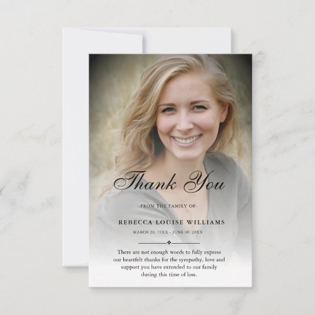 3.5x5 Thank You Custom Funeral Photo Sympathy Card (Front)