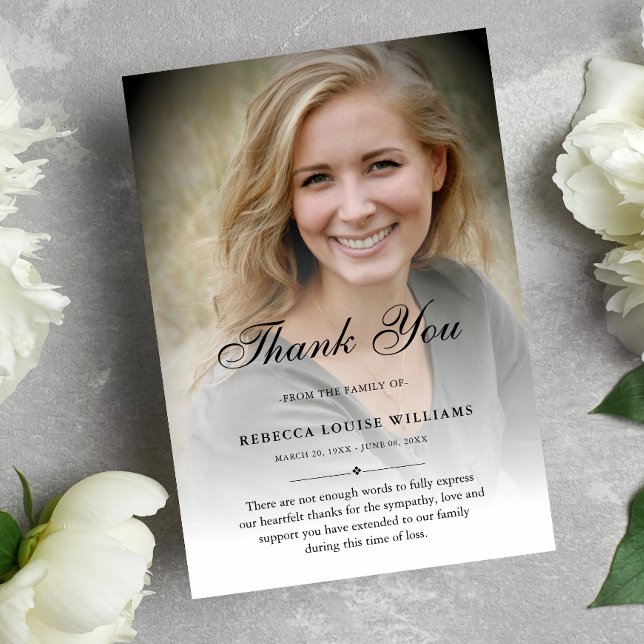 3.5x5 Thank You Custom Funeral Photo Sympathy Card (Sympathy Thank You Photo Card)
