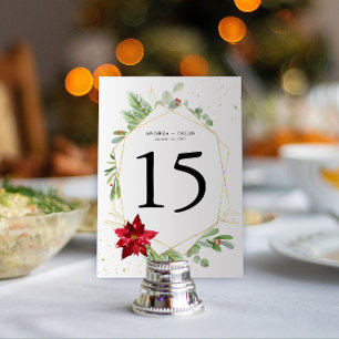 3.5x5 Watercolor Holiday Greenery Budget Table Number