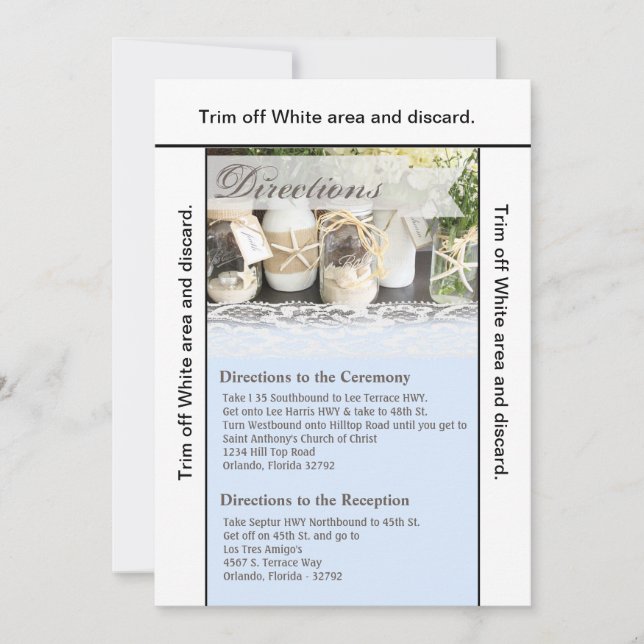 3.5x6 Directions Card Beach Sea Mason Jars Ocean (Front)