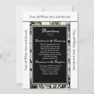 3.5x6 Directions Card Black & White Floral Toile