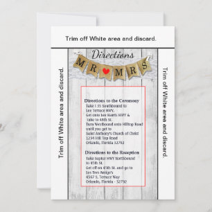 3.5x6 Directions Card Burlap Mr. and Mrs. Banner