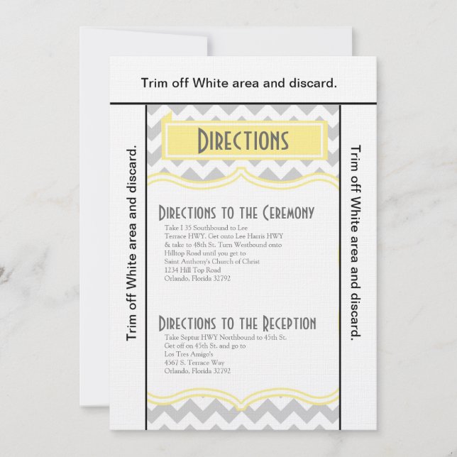 3.5x6 Directions Card Chevron Stripe Grey Yellow (Front)