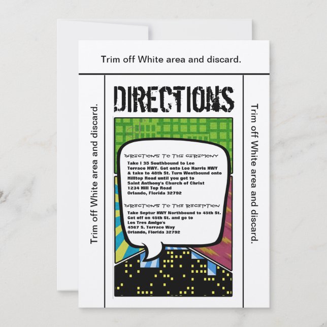3.5x6 Directions Card Comic Strip Book Pop Art Cou (Front)