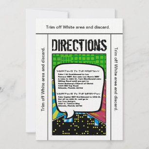 3.5x6 Directions Card Comic Strip Book Pop Art Cou