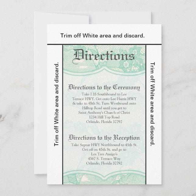 3.5x6 Directions Card Country Mint Lace Print Fab (Front)