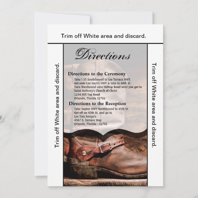 3.5x6 Directions Card Cowboy Boots Barn Wood Rusti (Front)