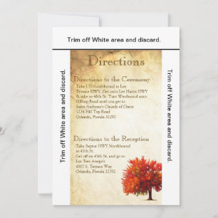 3.5x6 Directions Card Fall Tree Aged Paper Vintage