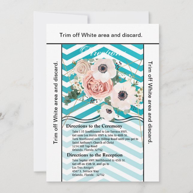 3.5x6 Directions Card Geometric Rose Chevron Teal (Front)