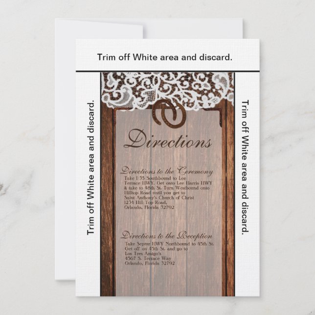 3.5x6 Directions Card Horse Shoes on Barn Wood Lac (Front)