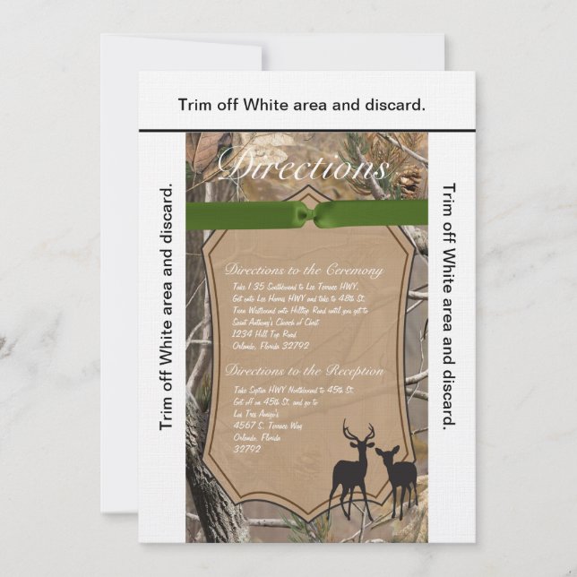 3.5x6 Directions Card Hunters Camo Camoflauge Deer (Front)