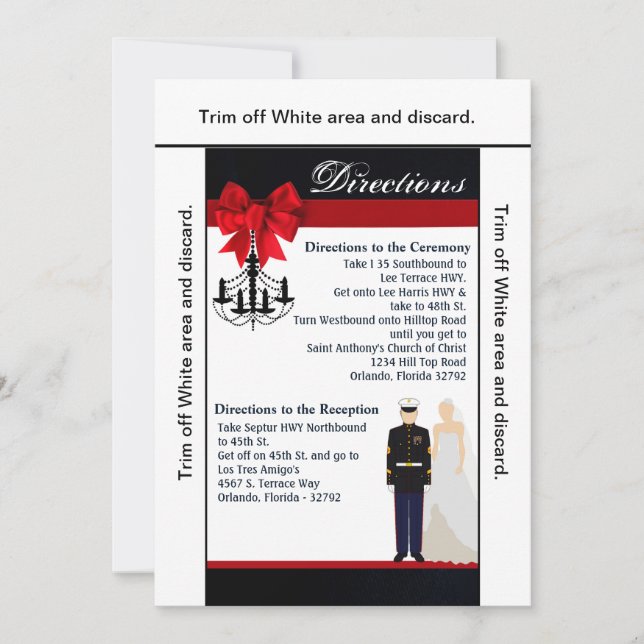 3.5x6 Directions Card Marine Uniform Groom Bride (Front)