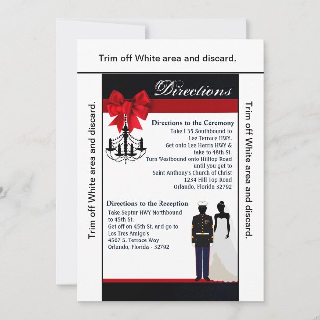 3.5x6 Directions Card Marine Uniform Groom Bride (Front)