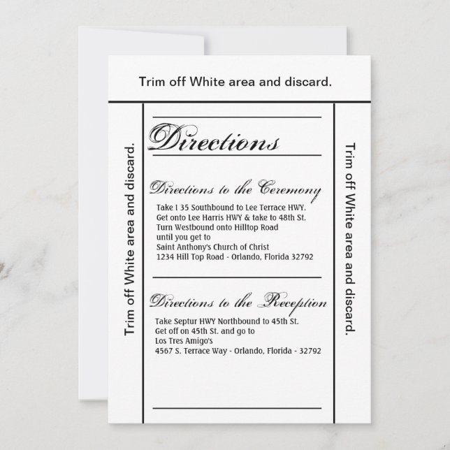3.5x6 Directions Card Modern Typography Newsprint (Front)