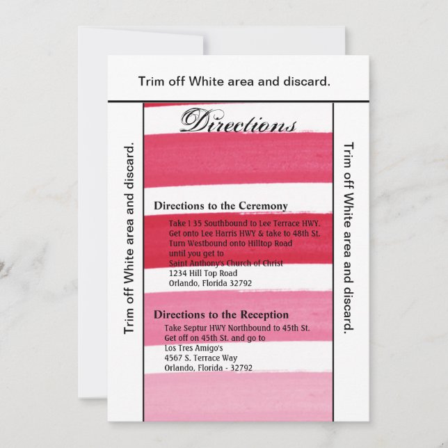 3.5x6 Directions Card Ombre Stripe Pink Line Fade (Front)