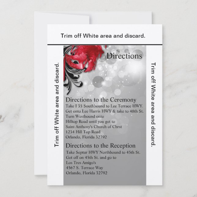 3.5x6 Directions Card Red Masquerade (Front)