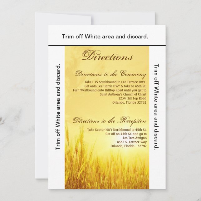 3.5x6 Directions Card Sunrise Wheat Country Rustic (Front)