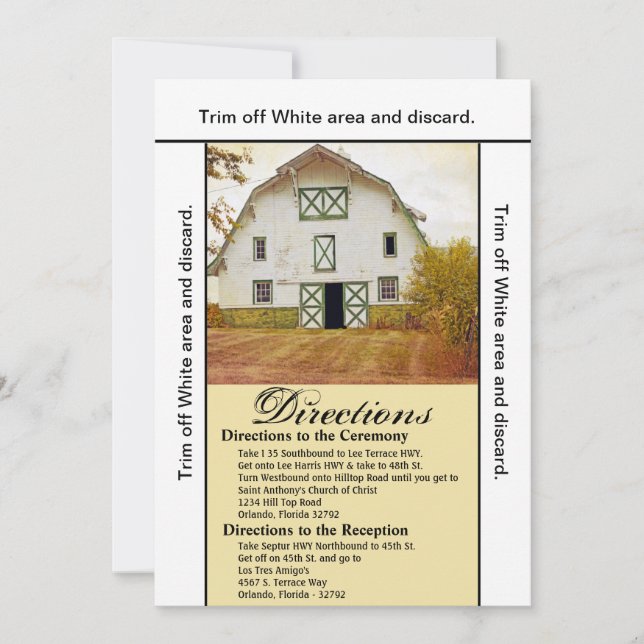 3.5x6 Directions Card Sunset Barn Country Rustic F (Front)