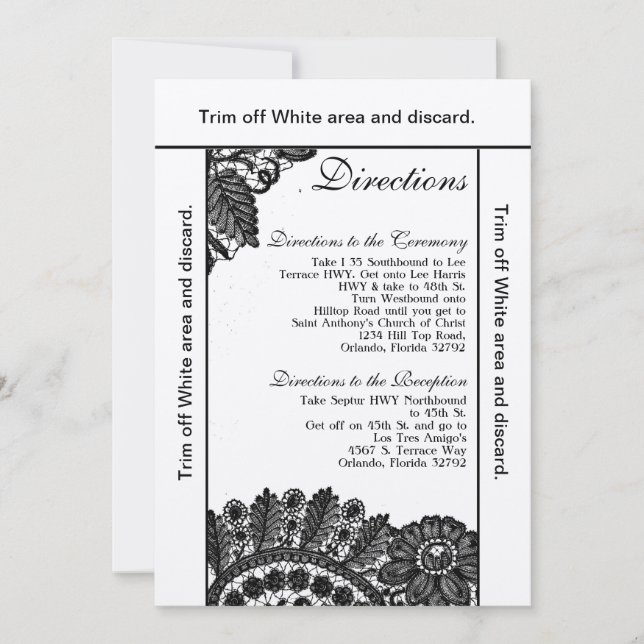 3.5x6 Directions Card Vintage Black Lace Doilies (Front)