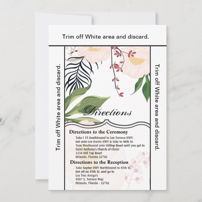 3.5x6 Directions Card White Floral Flowers on Whit (Front)