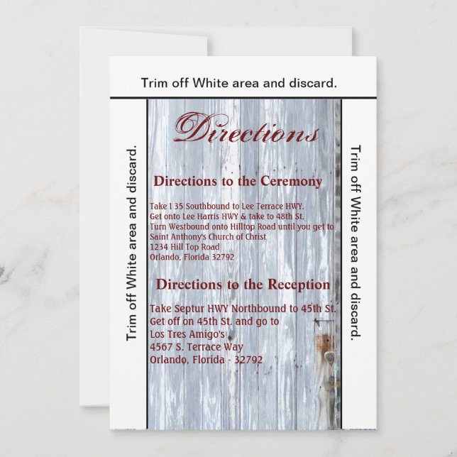 3.5x6 Directions Card White Wash Wood Barn Door Co (Front)