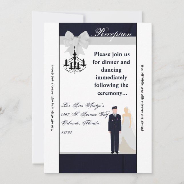 3.5x7 Reception Card ARMY Uniform Blues Bride (Front)