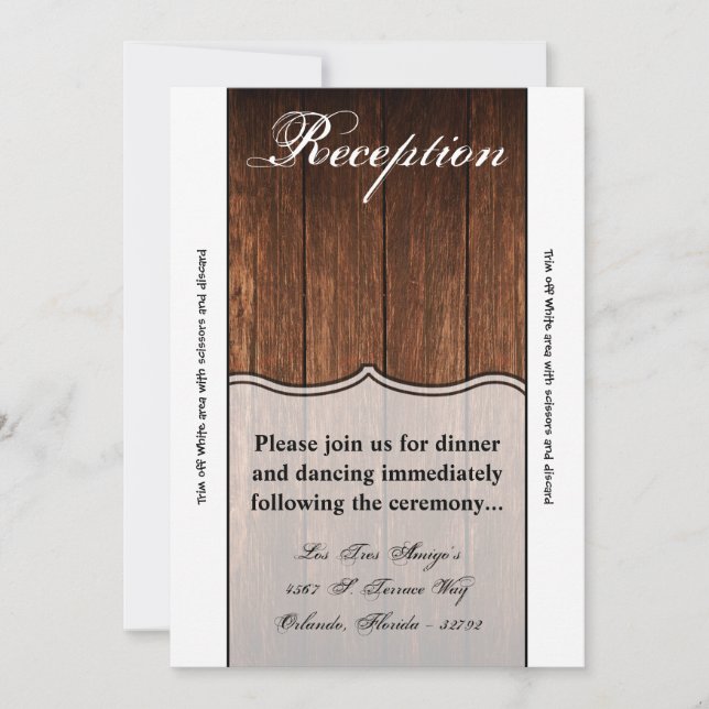 3.5x7 Reception Card Barn Wood Country Rustic (Front)