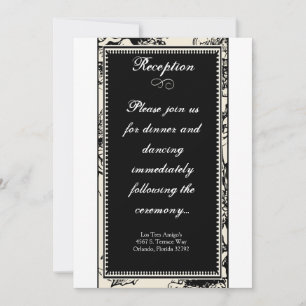 3.5x7 Reception Card Black & White Floral Toile