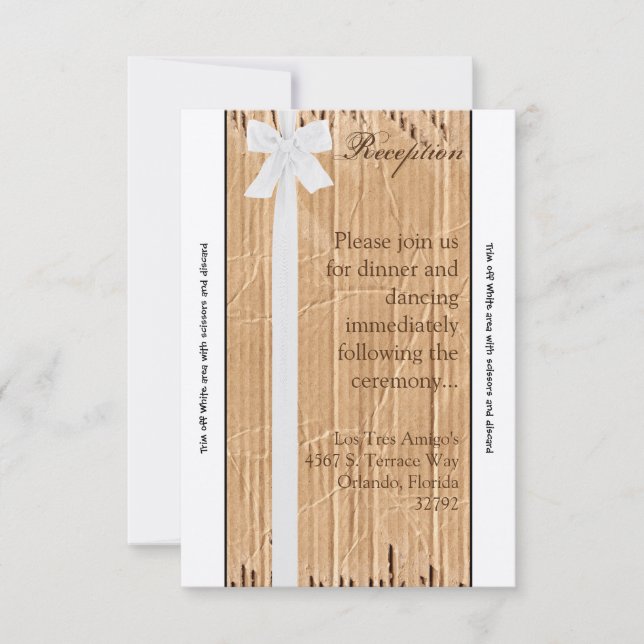 3.5x7 Reception Card Cardboard Flap White Ribbon (Front)