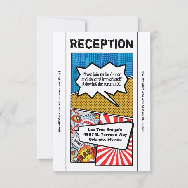 3.5x7 Reception Card Comic Strip Book Pop Art Coup (Front)