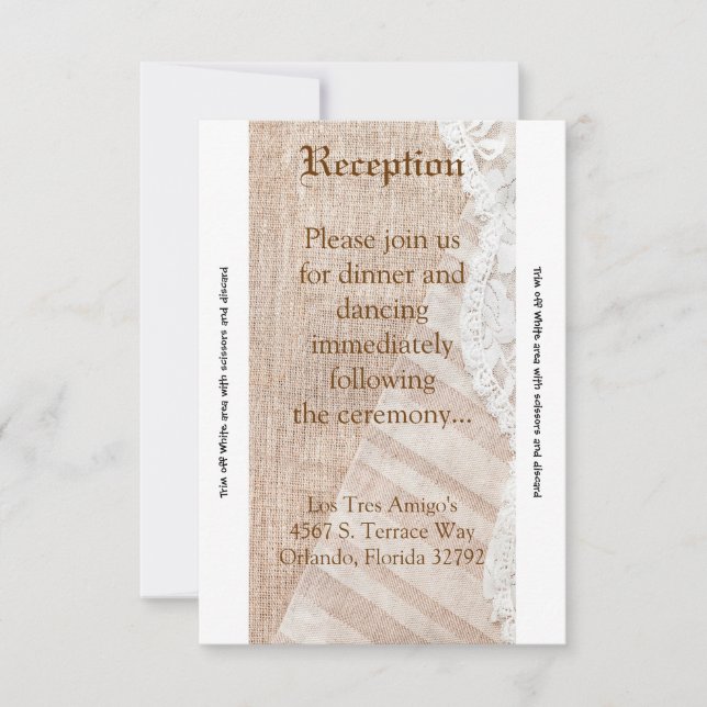 3.5x7 Reception Card Country Lace Handkerchief Bur (Front)