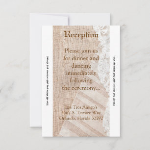 3.5x7 Reception Card Country Lace Handkerchief Bur